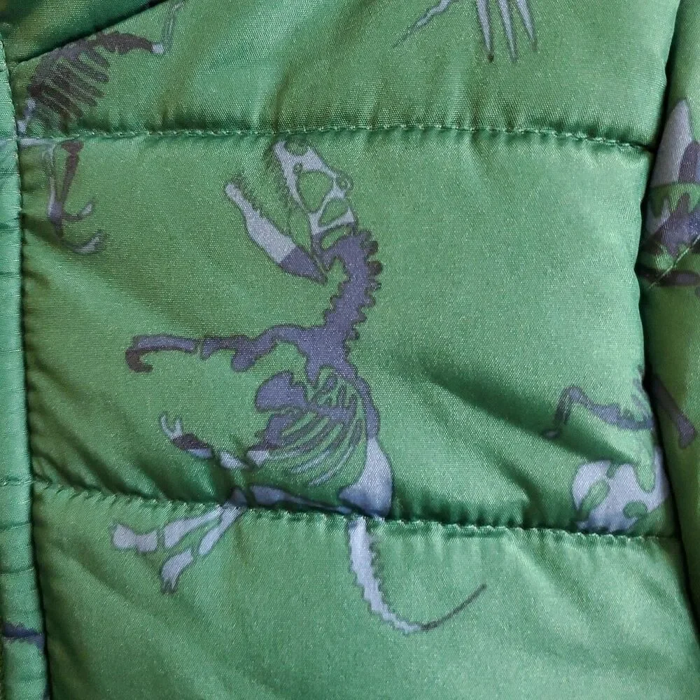 OshKosh B'gosh 18M Puffer Jacket Toddler Boys Teal Dinosaur Skeleton Hooded Coat